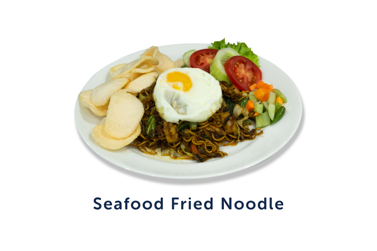 seafood fried noodle caption