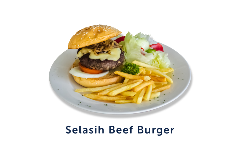 selasih beef burger caption