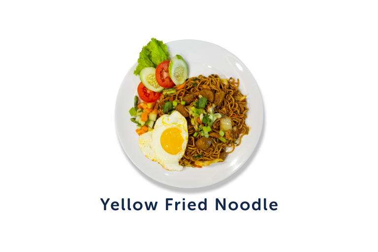 yellow fried noodle caption