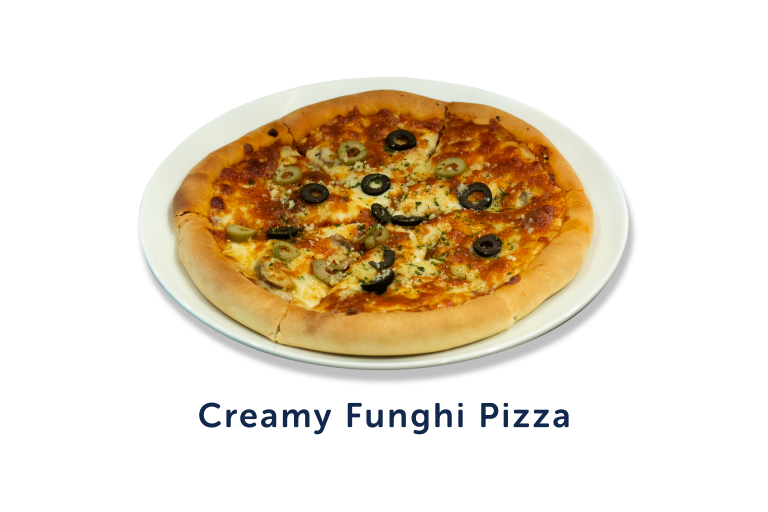 creamy funghi pizza